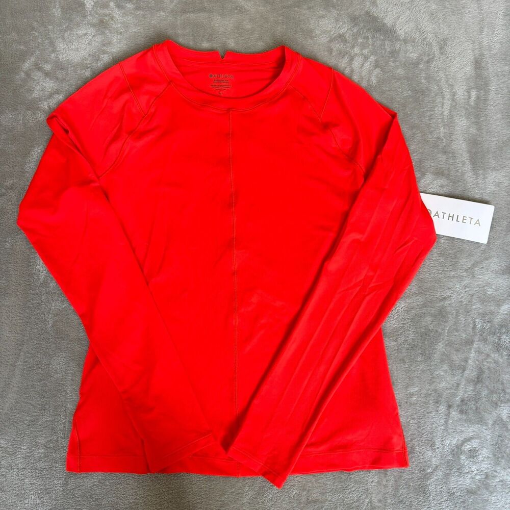 Athleta Sunchaser Top NWT Womens Medium Red UPF Quick Dry Athletic Activewear